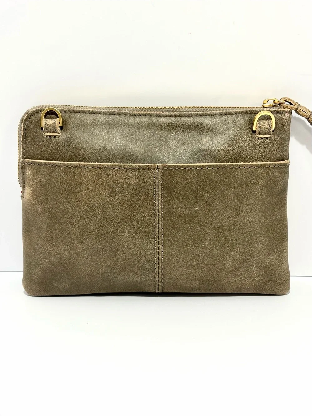 Hammitt Nash Small Crossbody Wristlet/Crossbody In Pewter/Brushed Gold/Red Zip